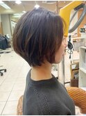 50代40代30代女性に!ハイライト×骨格補正ショートボブ(st橋元)