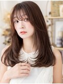 ダークアッシュブラウン小顔くびれレイヤーメテオストレート20代