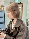 横浜ボブケアブリーチダブルカラータッセルボブ切りっぱなしボブ
