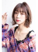 大人かわいいココアブラウン前髪ボブ