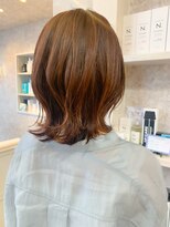 キャアリー(Caary)&nbsp;福山市美容室Caary人気 透明感オレンジカラー外ハネくびれヘア