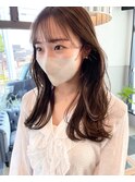ブラウンレッドイルミナカラー艶ウルフシースルーバング
