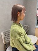 切りっぱなしボブ/ミルクティーベージュ/艶髪