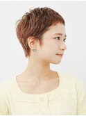 切りっぱなしショート・ボブ/絶壁解消/前髪なし/40代/30代/丸顔