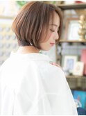 ★美髪マロンベージュひし形かきあげボブショート30代40代★1