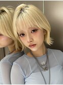 くびレイヤーボブルフネビージュ小顔ワンレンこなれミディ