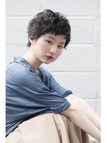 イグレックビス(igrek bis) IGREKBISジグザグバング×ブルージュ×3Dカラー×ミニマムボブ