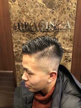 ヒロギンザ 浜松町店(HIRO GINZA) ツーブロックビジネスショートレイヤーかき上げコンマヘア