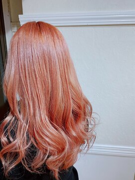 オーブ ヘアー リリー 博多2号店(AUBE HAIR lily) ツヤ感、透明感のあるサーモンピンク！