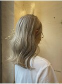 white beige×波巻きウェーブ
