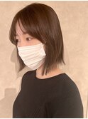 【Manae】オリーブベージュの切りっぱなしボブ