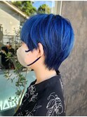 【SHARON原宿】ブルー×ナチュラルマッシュショート