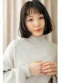 シースルーバング大人美人ウェットヘア黒髪ボブY越谷30代40代