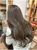 アッシュブラウン赤み消しオリーブグレージュブリーチなし堀江