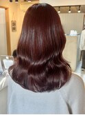 ブリーチありダブルカラー/チェリーレッド/ローレイヤー/原宿
