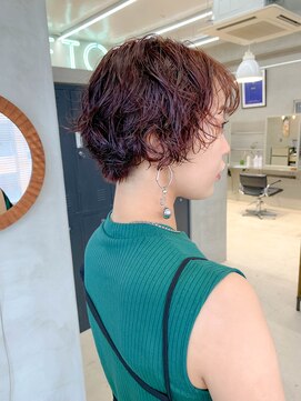テトヘアー(teto hair) パーマショート、オレンジベージュ、ニュアンスパーマ