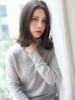 美髪黒髪インナーグレーベージュくびレイヤーロング前髪パーマ