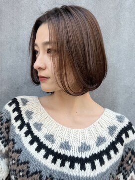 ハローバイシー 仙台(Hello by Sea) 韓国風レイヤーボブ/前髪カット/ピンクブラウン[仙台]