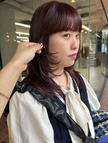ノラ ヘアーサロン(NORA HAIR SALON) 【大久保】顔まわりカット、ブリーチなしチェリーレッド