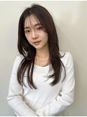 レイヤーロングシースルーバング