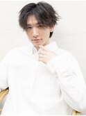 くせ毛風センターパート×ツーブロック