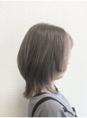 ホワイトグレージュミニウルフデジタルパーマチェリーブラウン2