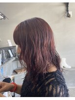 シアン(cyan) ふわふわパーマ×オレンジカラー