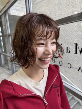 メゾンアクア 表参道(Maison ACQUA) +小顔ミディアムパーマミディアムデジタルパーマボブパーマ黒髪