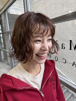メゾンアクア 表参道(Maison ACQUA) +小顔ミディアムパーマミディアムデジタルパーマボブパーマ黒髪