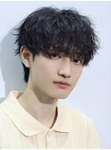 波巻きパーマツイストスパイラルパーマツーブロック韓国メンズ