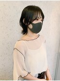 ウルフヘアウルフボブ黒髪透明感カラーレイヤーカット小顔