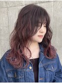 20代30代ダブルカラーブリーチ立体感ピンクグラデーション透明感