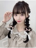 アッシュブラック×ぱっつん前髪