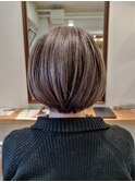 ショートボブ&白髪なじませグレージュカラー