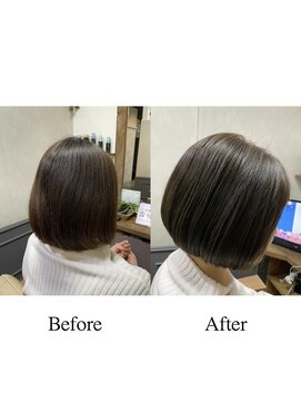 カミケン 清明店(kamiken.) 乾かしてまとまるミニボブアッシュベージュ【カミケン清明店】