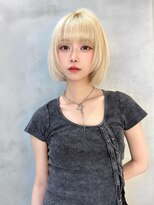 ロンド ジュルード 名古屋(Lond jeloud)&nbsp;ハイトーンミルクティー　ストレートボブ　フェイスレイヤー