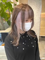 リムレスバイサンク 万代 新潟駅(LIMLESS by cinq)&nbsp;ミルクティーベージュダブルカラーグレージュカラーハイライト