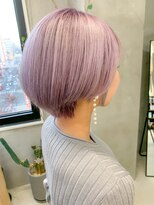 テトヘアー(teto hair) ブリーチカラー、ピンクベージュ、ピンクパープル、前下がり
