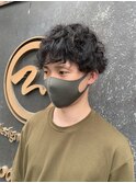 波巻きパーマ×刈り上げマッシュ