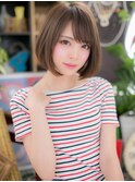 斜めバンググレーベージュ前下がりボブh2戸田公園20代30代40代
