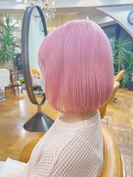 オブヘアーギンザ(Of HAIR GINZA) ペールピンク×ボブ