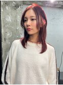 レイヤーカット/赤髪/ミディアム