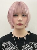 渋谷ブリーチカラータッセルボブ顔周りレイヤー切りっぱなしボブ