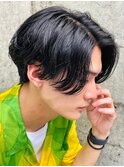メンズセンターパートウルフニュアンスパーマカルマパーマゆるめ
