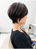 大人ショートボブ丸みショートカットマッシュショート前髪あり