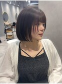 ボブ/顔周りレイヤー/ラベンダーブラウン