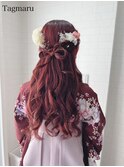 卒業式袴着付けヘアセット☆リボンのハーフアップ
