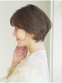 丸みショート・ボブ/丸顔/前髪あり/絶壁解消/３0代/４0代/５0代