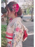 フェミニン振り袖ヘア