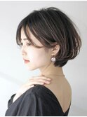 ３０代　手入れ簡単　前髪長め　毛先ワンカール　ショートボブ